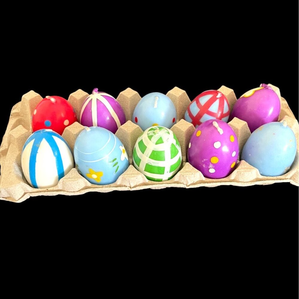 VTG Easter Bunny Rabbit Egg Wax Candle Holiday Spring Multi Color Red 10Pc Lot - Picture 2 of 8